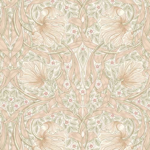 Leicester - Small Pimpernel -Blush - pink & green floral - William Morris