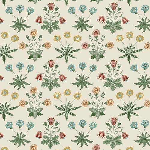 Emery Walker - Daisy - Multi/ Green - multi flowers on cream - William Morris