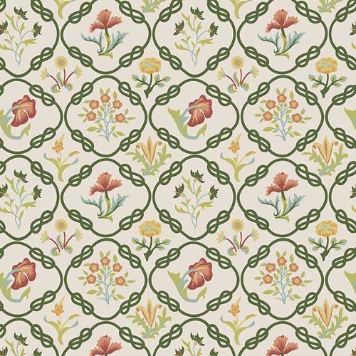 Emery Walker - Mays Coverlet - Twining Vine - floral cameos - William Morris