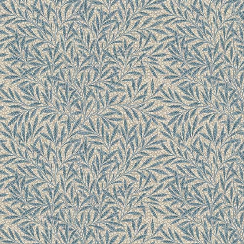 Emery Walker - Emerys Willow - Woad Blue - blue willows on taupe -William Morris
