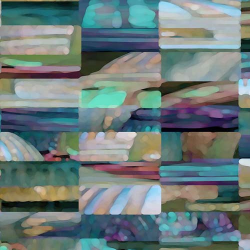 Mosaic - Mirage Large - Dusk - blues, greens & purples abstract rectangles