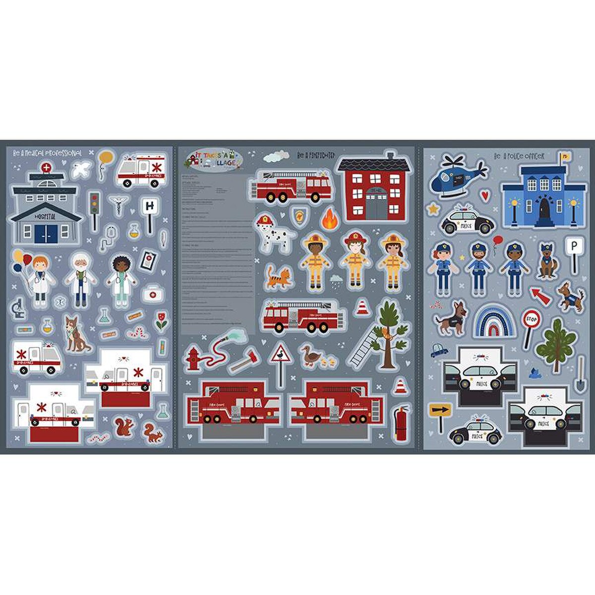 It Takes A Village - 36 x 68inFelt PANEL - village occupations