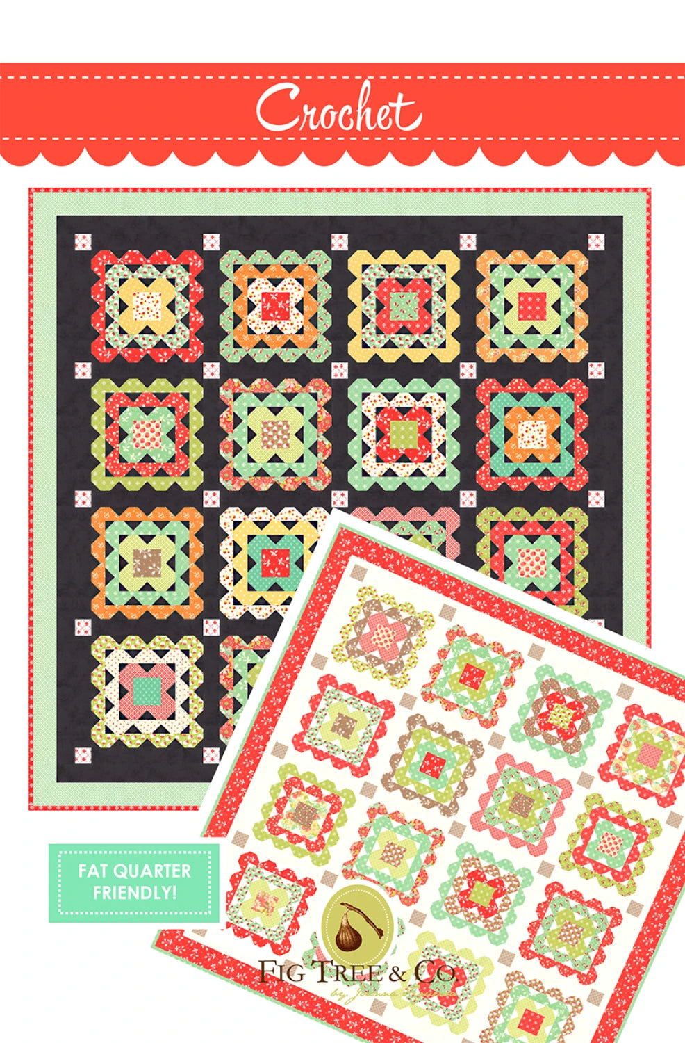 Crochet - quilt pattern -fat quarter friendly - 66x66 by Fig Tree & Co