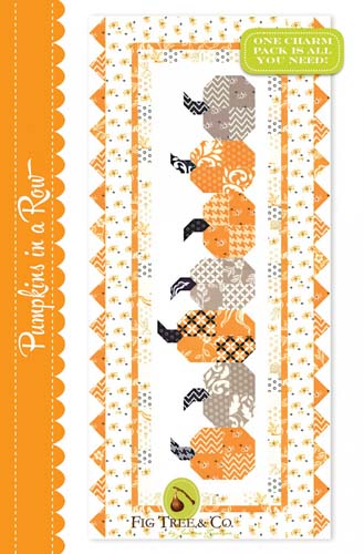 Pumpkins in a Row - 16.5x40.5table runner, uses 1 charm by Fig Tree & Co.