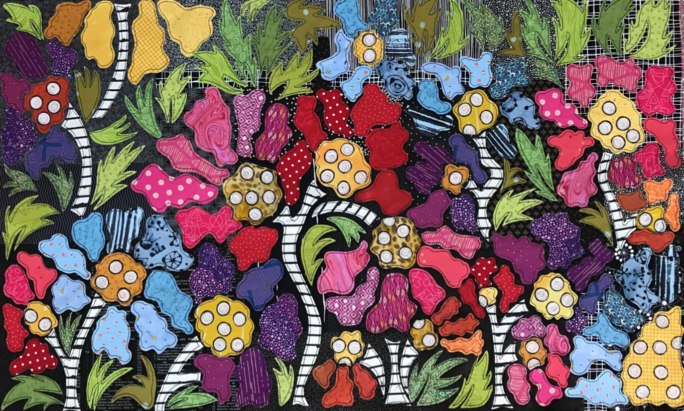 Boho Blooms - Block 4 finishes 25.5 x 41.5 floral collage by Laura Heine