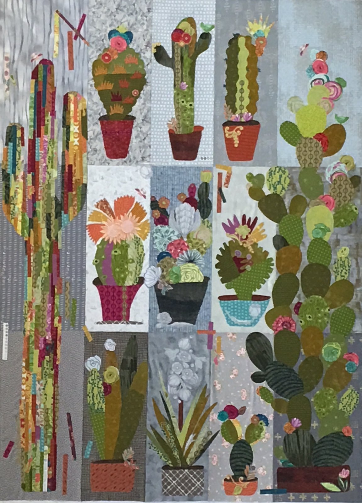 Collage Cactus Sampler - about 46x63 by Laura Heine