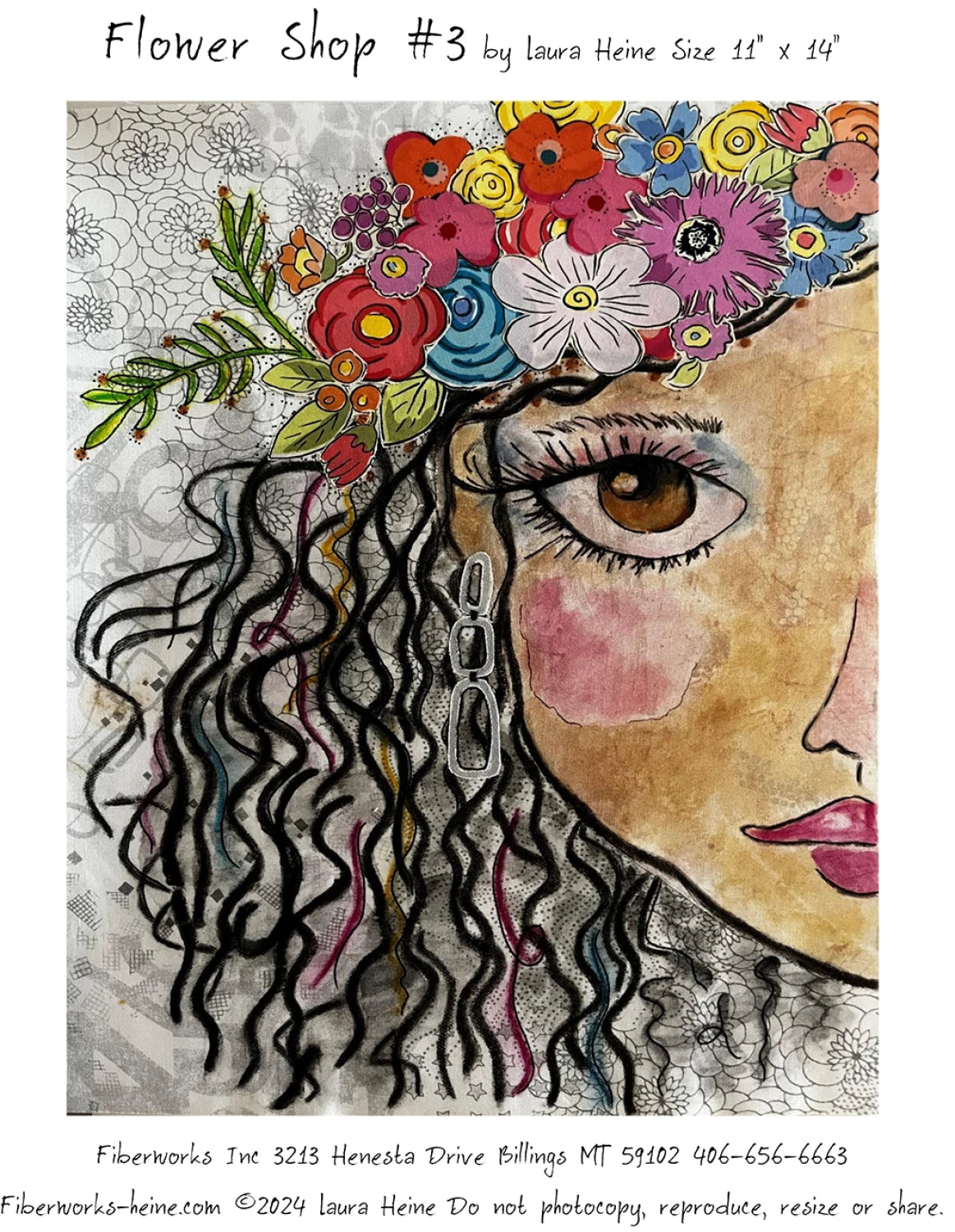 Flower Shop #3 Collage Pattern 11 x 14 - by Laura Heine