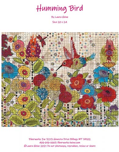 Humming Bird Collage Pattern - 20 x 24 - by Laura Heine