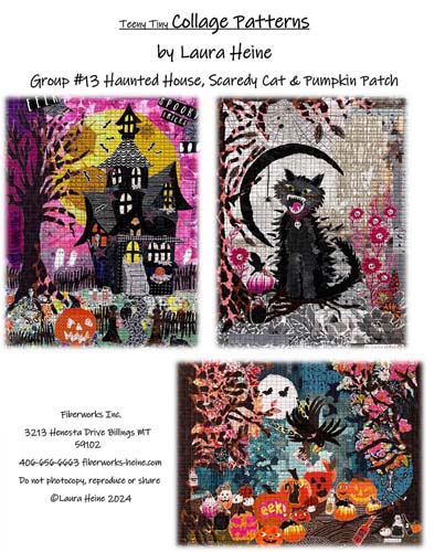 Teeny Tiny Collage Pattern group #13: Haunted House, Scaredy Cat & Pumpkin P