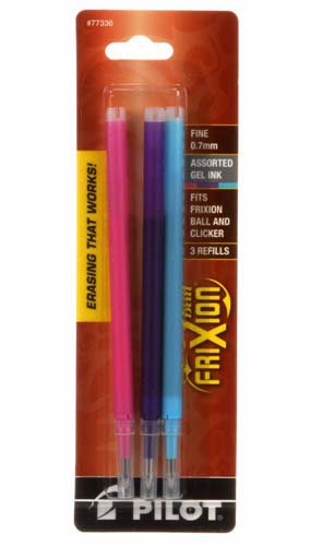 Pilot - Frixion Clicker - Fine Point Refill 3pk Purple Pink Blue