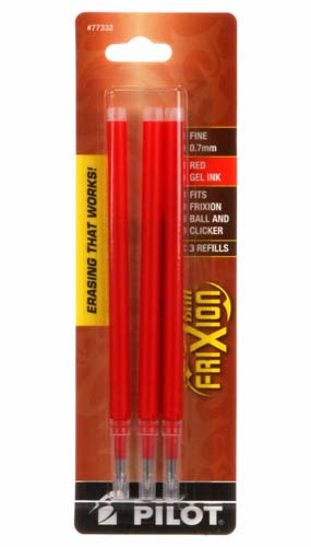 Pilot - Frixion Clicker - Fine Point Refill 3pk Red