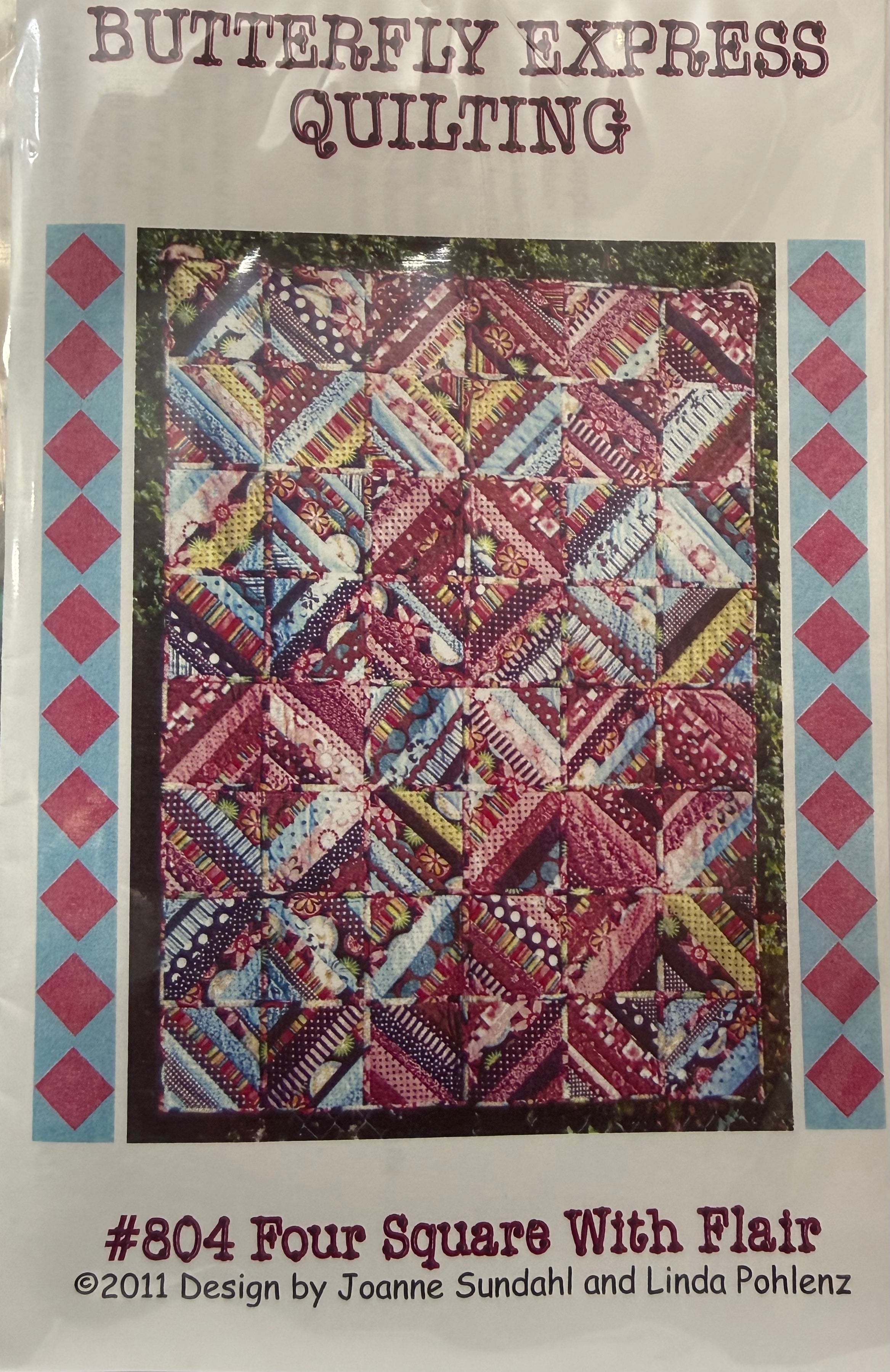 Four Square with Flair by Butterfly Express Quilting - Quilt as you go 54 x 72