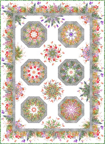 Garden of Dreams KaleidoscopeQuilt Pattern - uses border print
