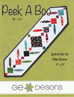 Peek A Boo - table runner - - Quilt As You Go - 9 x 35  by GE Designs
