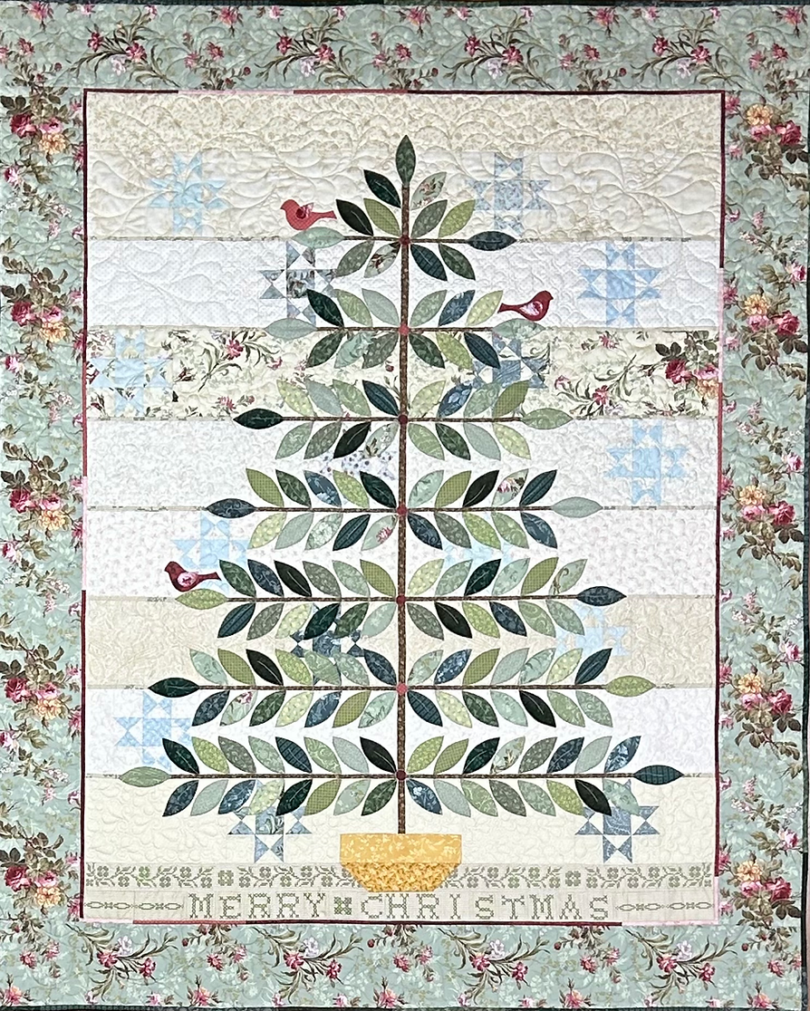 Evergreens and Angels pattern quilt 57x71 - applique - by Green Light Quilts