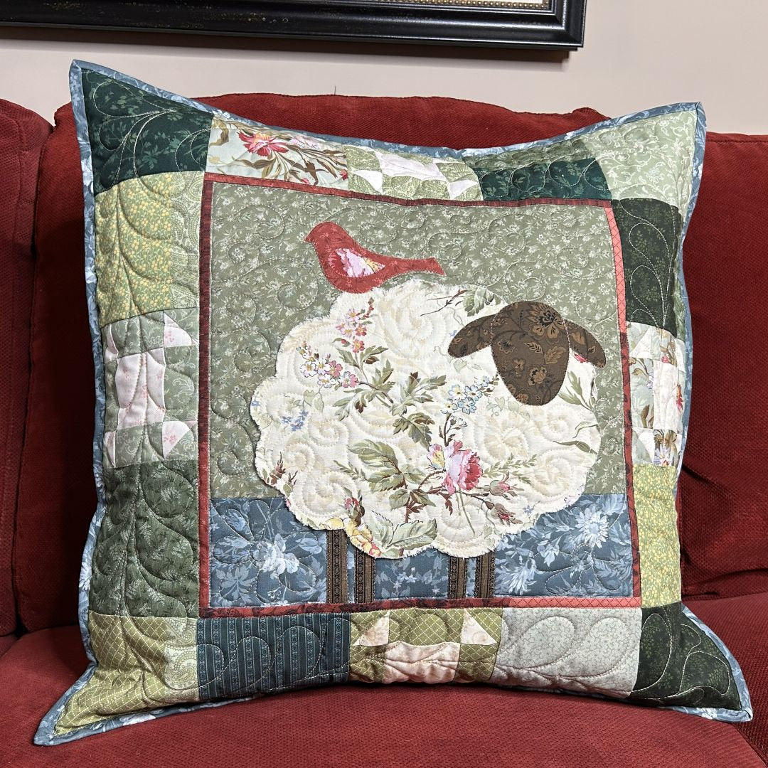 Friendsheep  pillow pattern - 20" square  - applique - by Green Light Quilts
