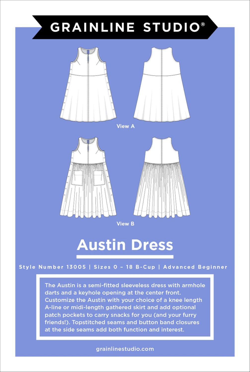 Austin Dress pattern - Sizes 0-18 B-cup - by Grainline Studio