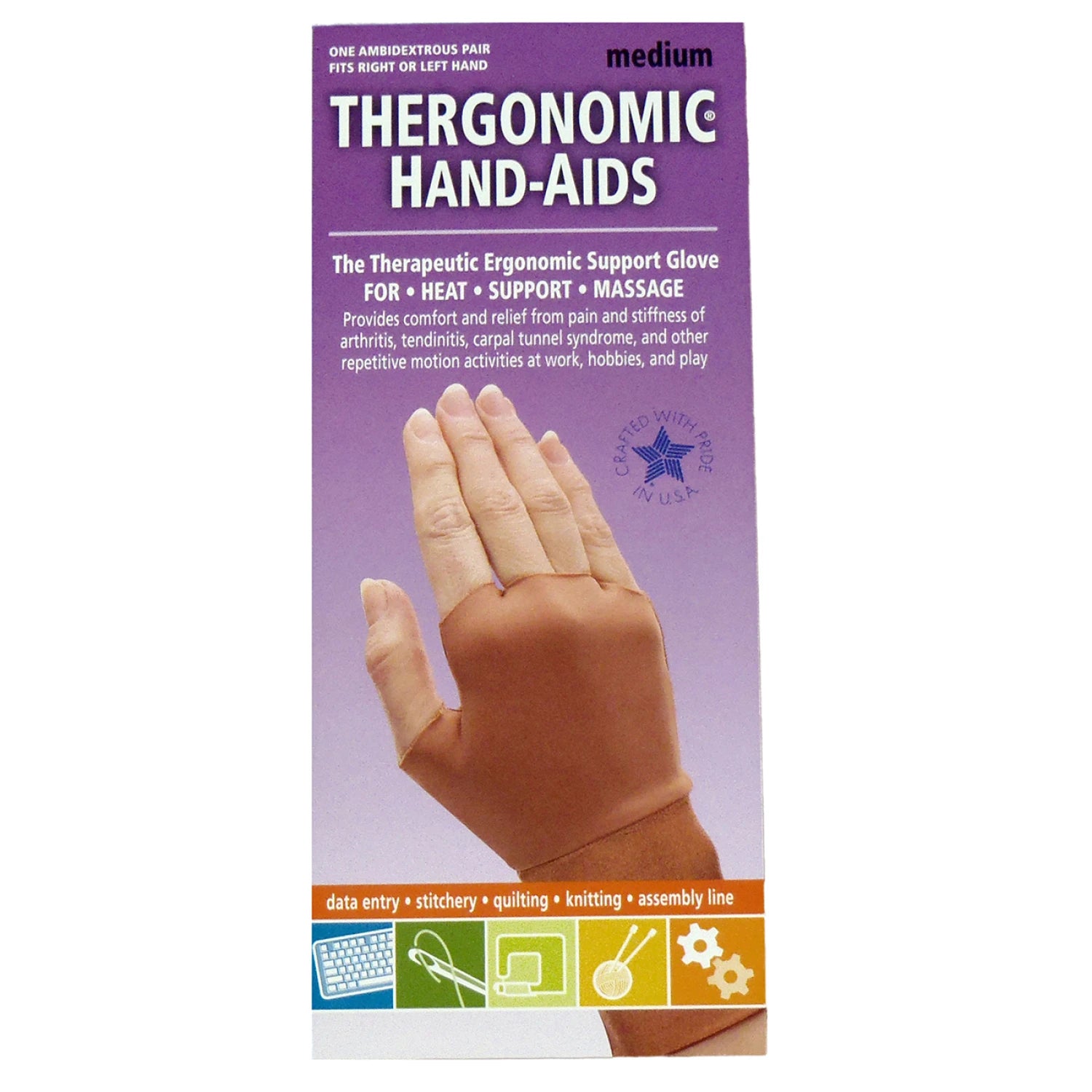 Thergonomic Hand-Aids - Medium, ambidextrous pair of support gloves