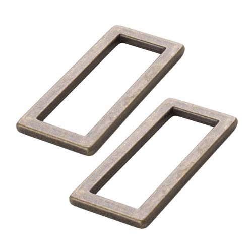 Rectangle Ring - Antique Brass - 2 - 1.5 inch  flat Rectangle rings byAnnie.com