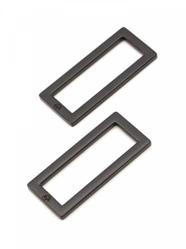 Rectangle Ring - Black Metal - 2 - 1.5 inch  flat Rectangle rings byAnnie.com