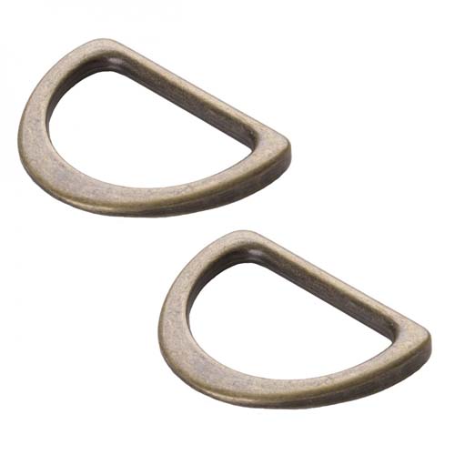 D Ring - Antique Brass - - 2 - 1 inch  flat D rings byAnnie.com