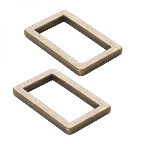 Rectangle Ring - Antique Brass - 2 - 1 inch  flat Rectangle rings byAnnie.com