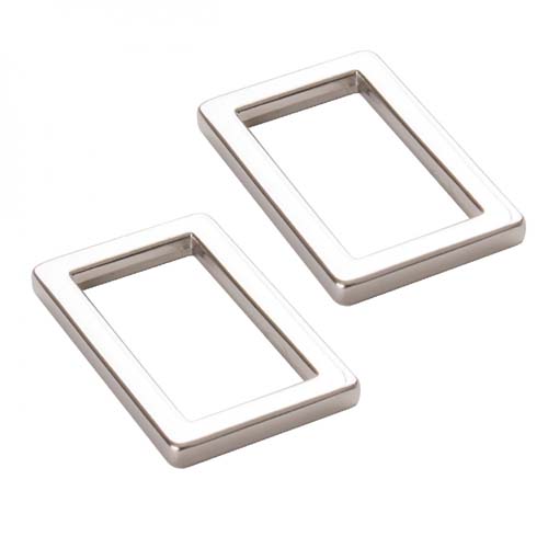 Rectangle Ring - Nickel - 2 - 1 inch  flat Rectangle rings byAnnie.com