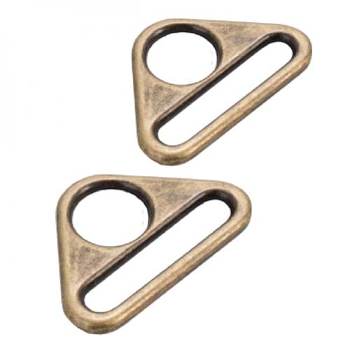 Triangle Rings - Antique Brass  - 2 - 1 inch triangle rings byAnnie.com