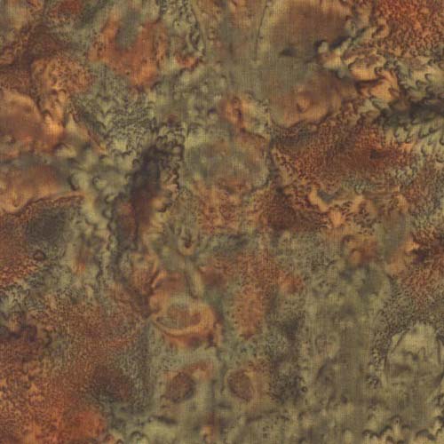 HFM - 1895 Batik - Bali Watercolors - Crocodile - green with brown tones
