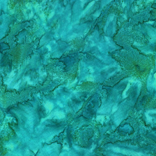 HFM - 1895 Batik - Bali Watercolors - Betta Fish - bright turquoise