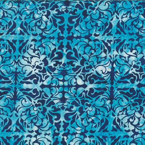 Bali Batik - Diamond, delft blue, mosaic pattern creating diamonds