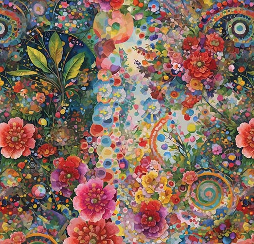 Whimsical Flower Garden -Large - Variety of packed floral - Multi