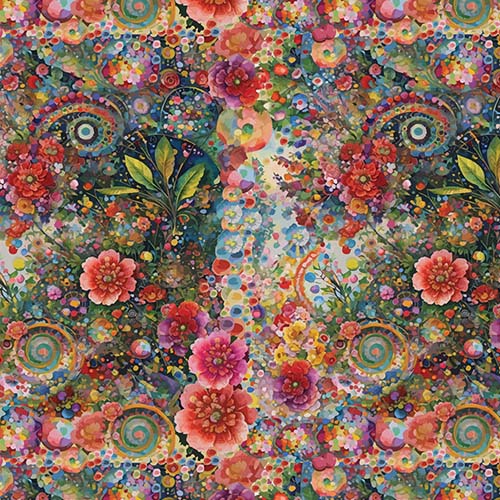 Whimsical Flower Garden -Small - Variety of packed flowers - Multi color floral