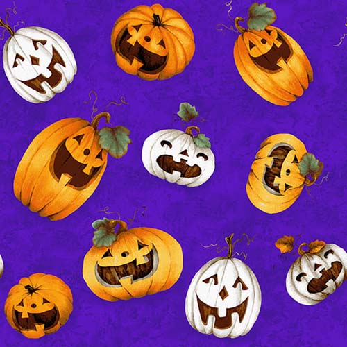 Boo Whoo! - Pumpkins Tossed -Multi - Glow in the dark -pumpkins on purple