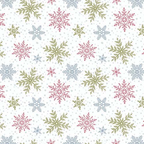 Magical Menagerie - Snowflakes - multi/white - multicolored snowflakes on white