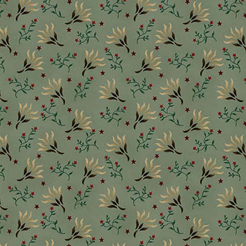 Scrap Basket Favorites - Tossed Clover - Aqua- taupe floral on aqua - Kim Diehl