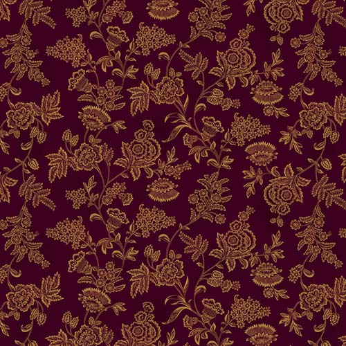 Scrap Basket Favorites - Etched Floral- Eggplant tan floral on purple- Kim Diehl