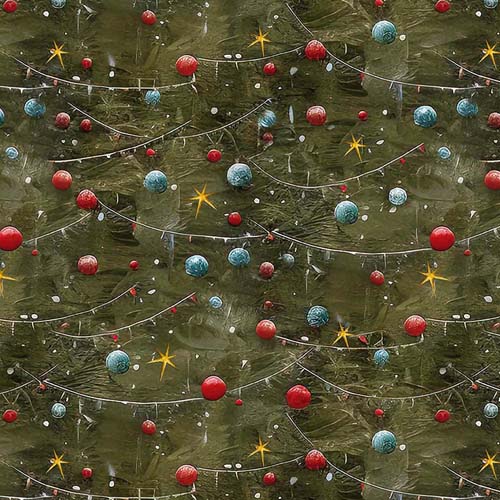 It's the Holidays - Tree Decorations - Pine - tree decorations on dark green