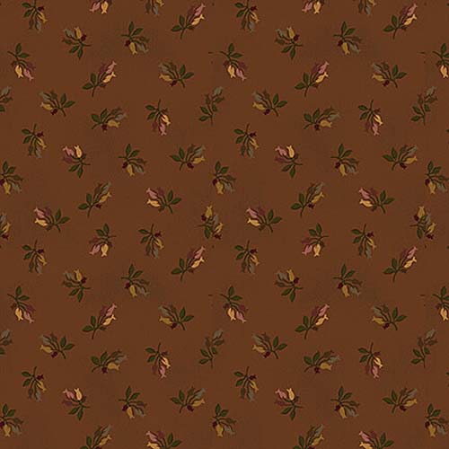 Chocolate Covered Cherries - Sprigged Blooms - Chestnut - sprigs on brown