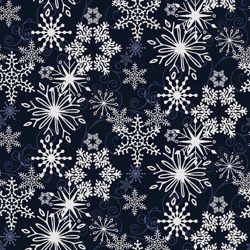 Joyful Snowmen - Snowflakes -Navy - white snowflakes on dark blue