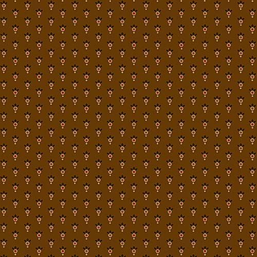 Chocolate Covered Cherries - Ditsy Geometric - Chestnut - pink ditsy on brown