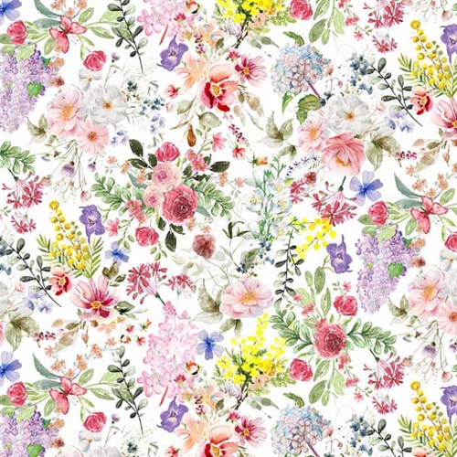 Basket Full of Blessings - Small Floral - White - multicolor floral on white