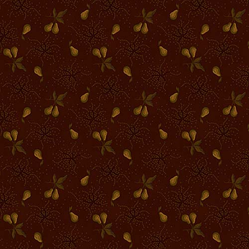Chocolate Covered Cherries - Pear Orchard - Black/Cherry - gold pears on dk red