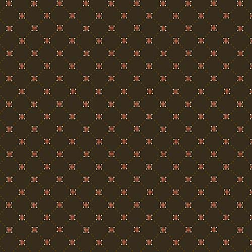 Chocolate Covered Cherries - Cross Hatch - Chocolate - pink/tan grid on brown