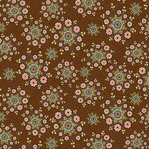Love Struck - Daisy Wreaths -Brown - pink daisies & floral on brown - Kim Diehl