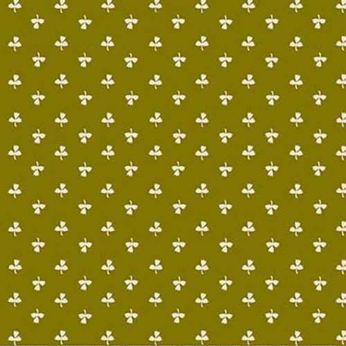 Love Struck - Potted Tulips -Green - cream tulip ditsy on olive - Kim Diehl