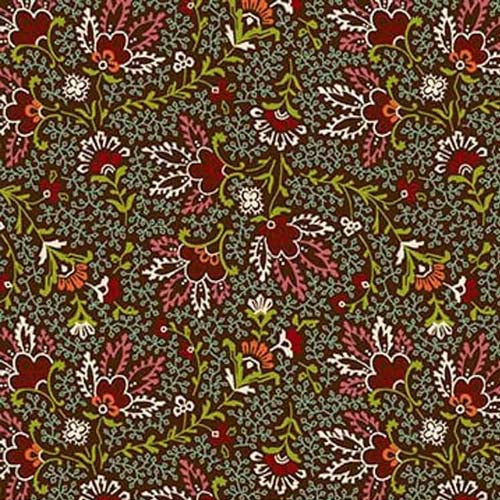Love Struck - Prairie Blossoms - Brown - red & green floral on brown - Kim Diehl