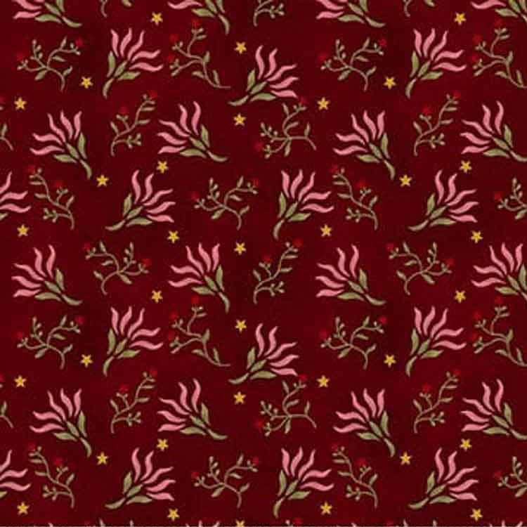 Love Struck - Mulled Punch - Wine - pink floral on dk red - Kim Diehl