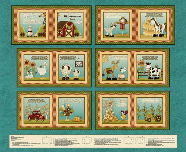 Little Readers 6 - 1 yd. PANEL - McAnderson's Farm - BOOK panel (129)