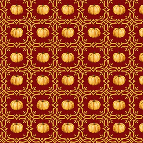 Haunted Village - Pumpkin Foulard - Orange - dark red with rows of pumpkins
